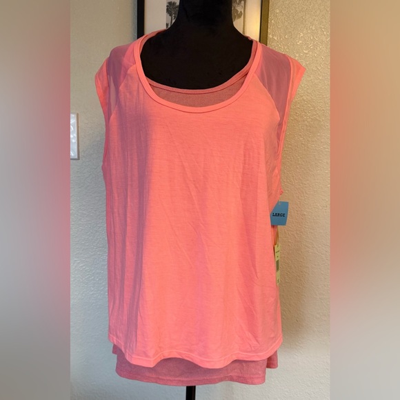 Tangerine Tops - Tangerine Women's Coral Active Layered Tank Top Shirt Size Large